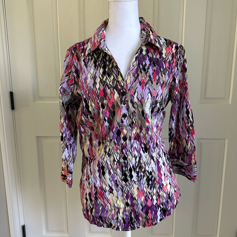 Dana Buchman multi color three quarter length top
